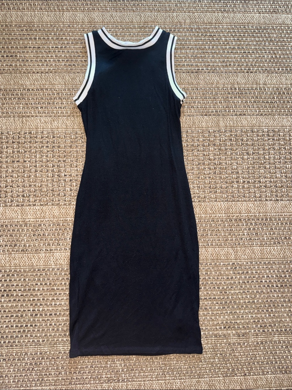 One Clothing Classic Black & White Tank Dress with Varsity Contrast Trim